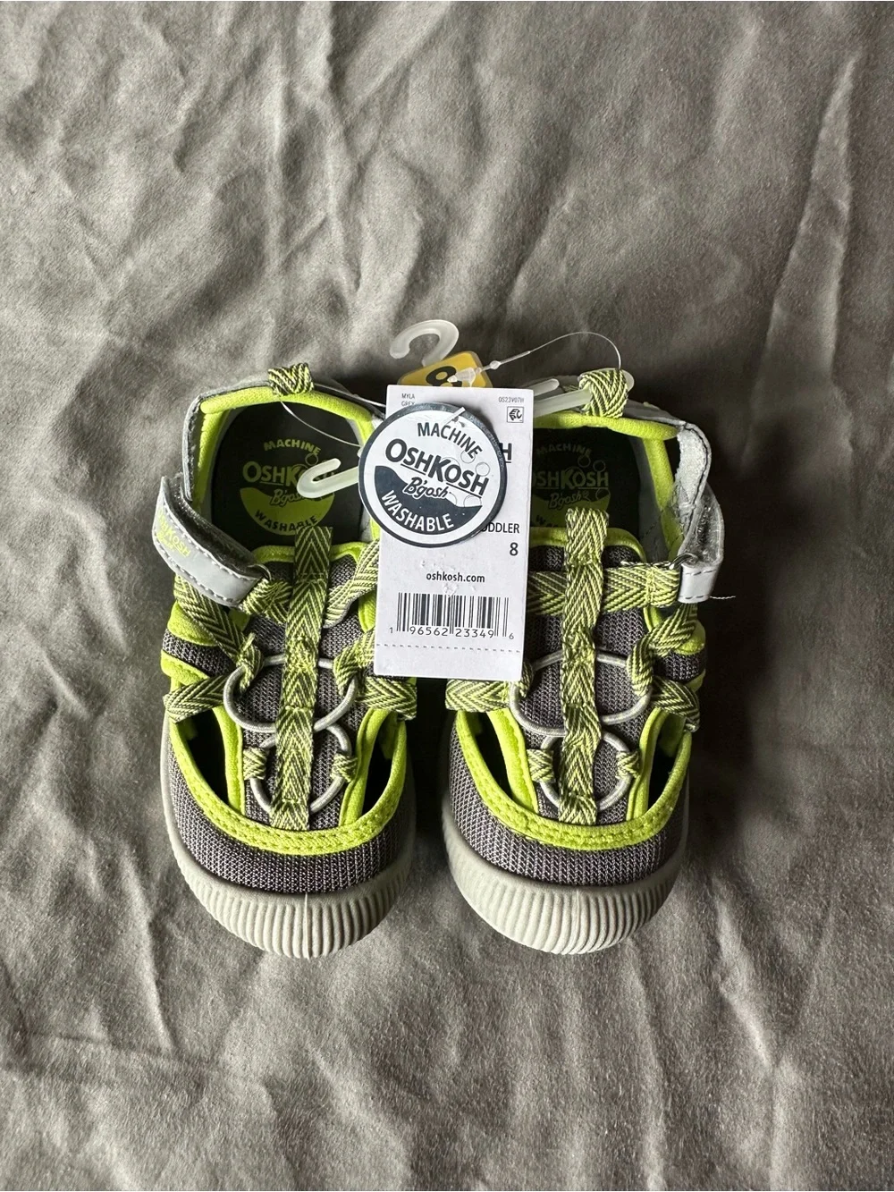 OshKosh B'gosh Neon Lime and Gray Kids Outdoor Sandals